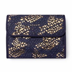 MONAT Hanging Travel Toiletry Bag Organizer Navy Gold Foldable